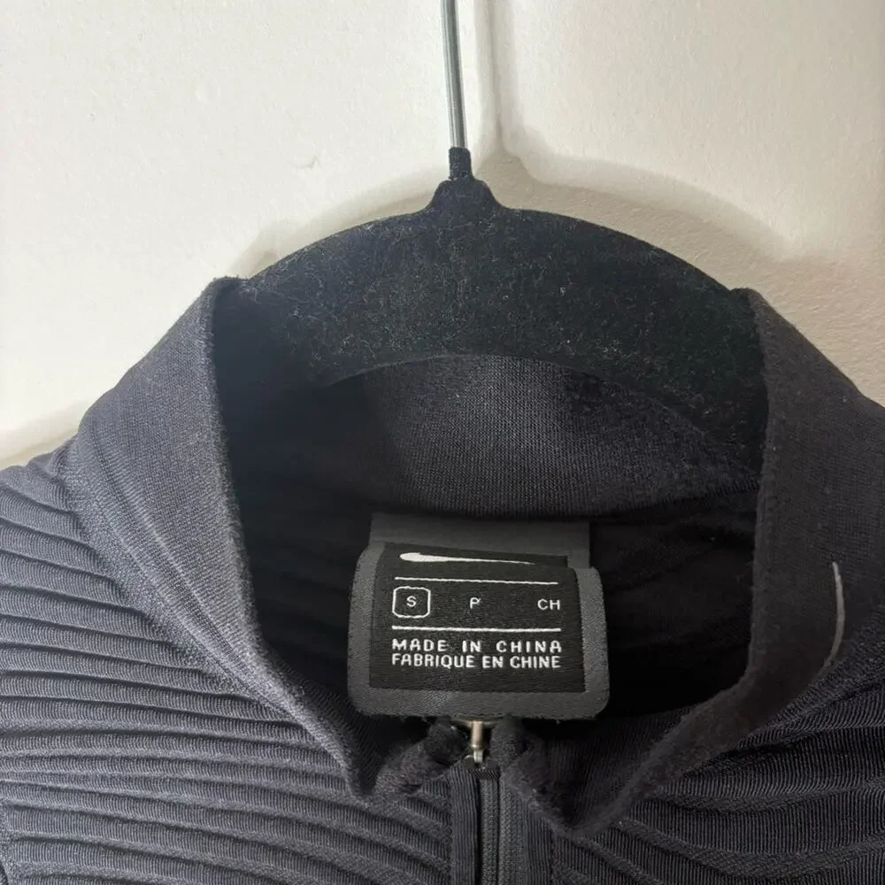 Nike City Ready Black Seamless 1/2 Zip Bodysuit Long Sleeve Mock Neck